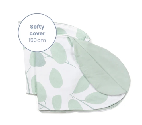 Doomoo - Housse pour Coussin d’Allaitement Softy - Leaves Aqua Green