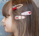 Rockahula - Lot de 4 pinces à cheveux - Cherry Stripe Fabric Clip