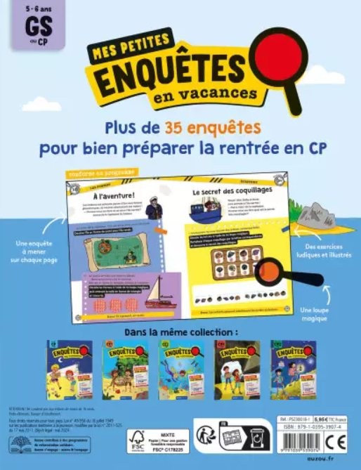 Auzou - Mes petites enquêtes en vacances - De la GS au CP - Cahier de vacances