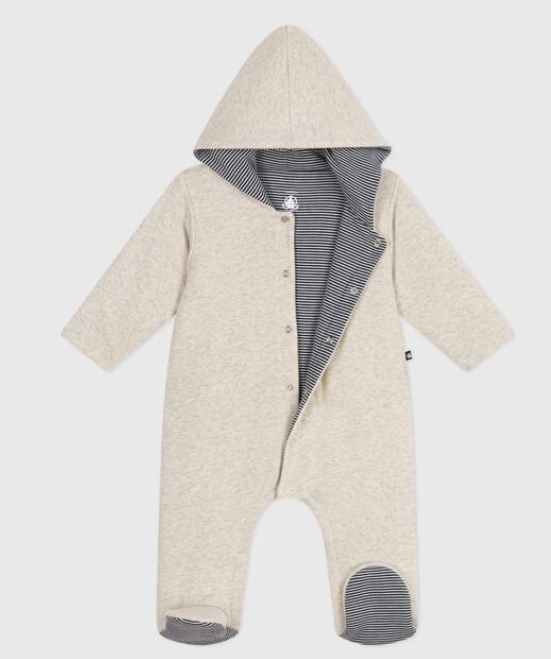Petit Bateau - Combinaison ouatinée bébé à capuche et pieds, unie