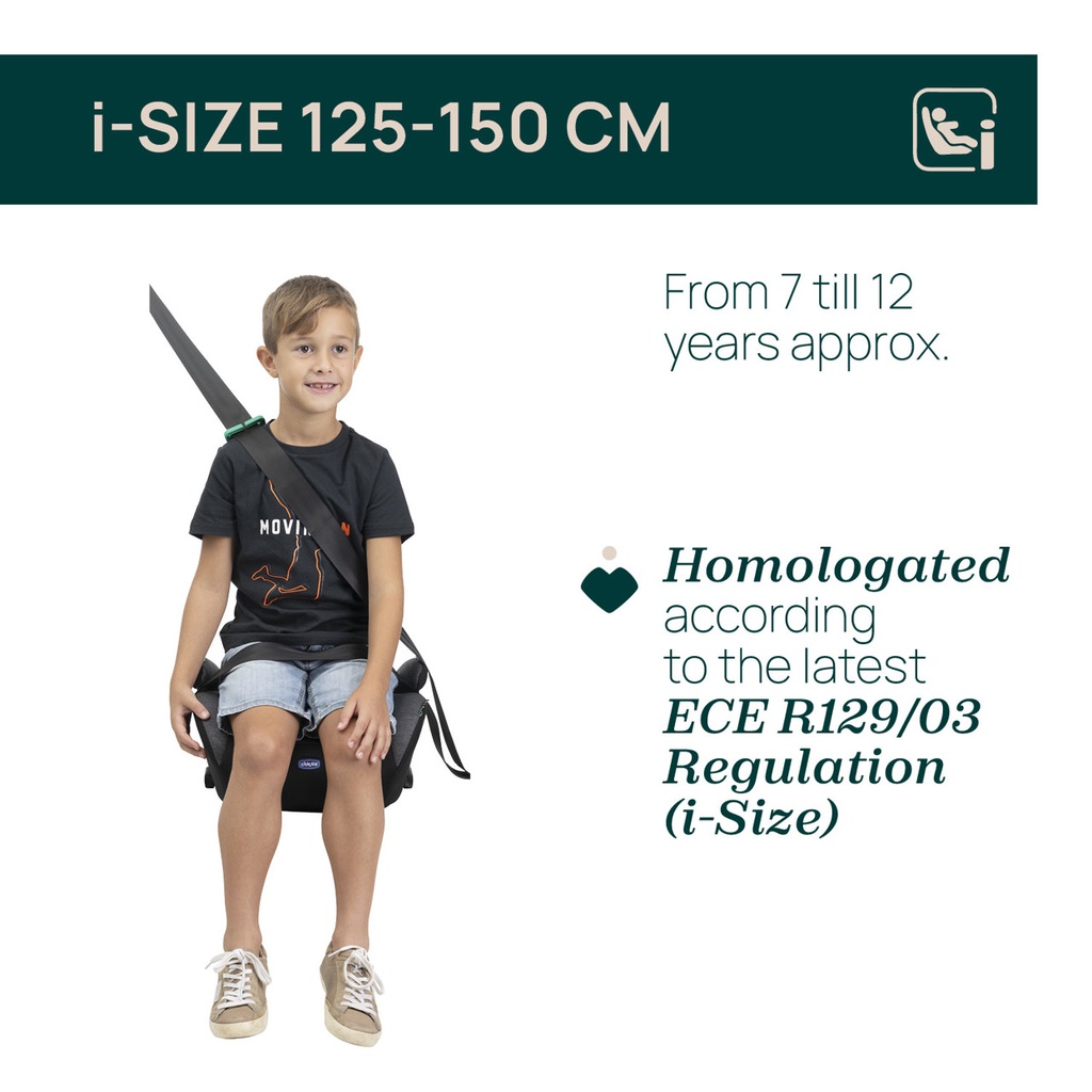 Chicco - Rehausseur Quasar Fix i-Size +7 ans - Obsidian