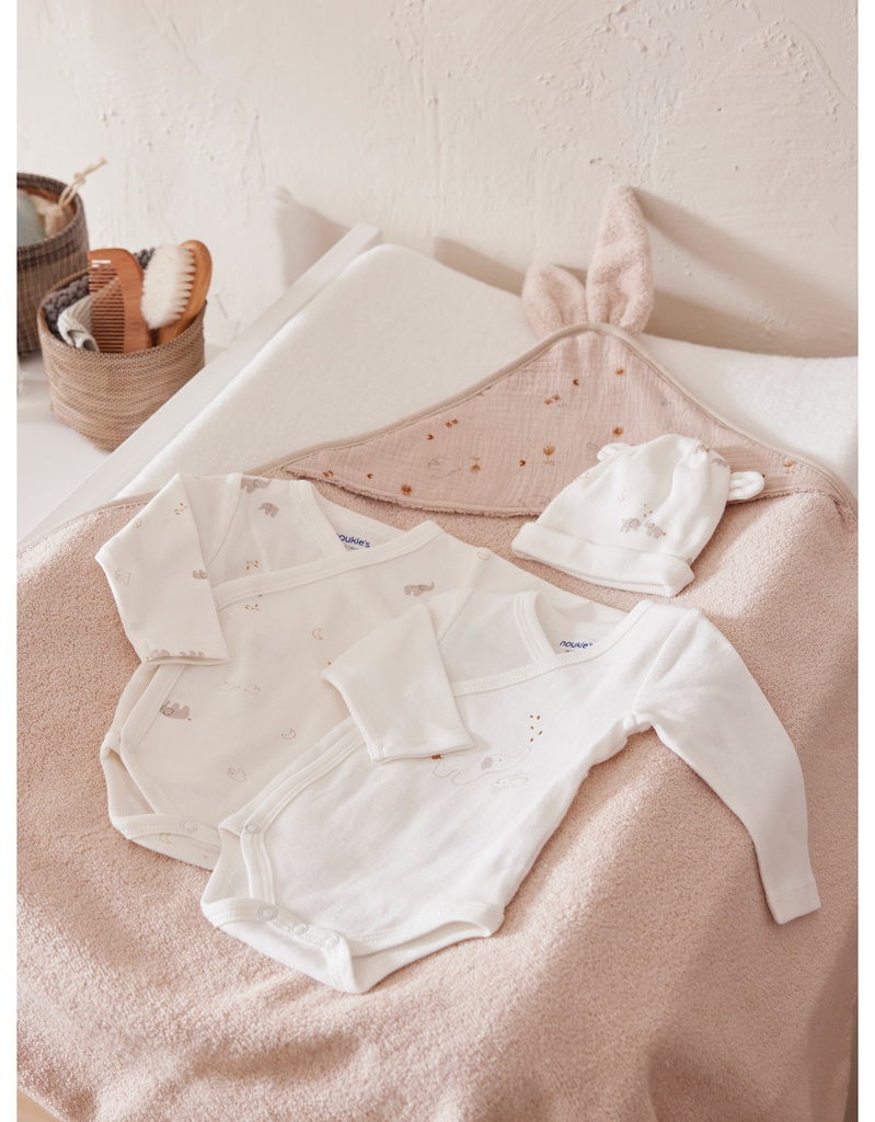 Noukie's - Lot 2 bodys croisés, jersey Bio - Bali (3 mois)
