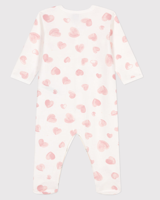 Petit Bateau - Pyjama avec pieds - Imprimés coeurs