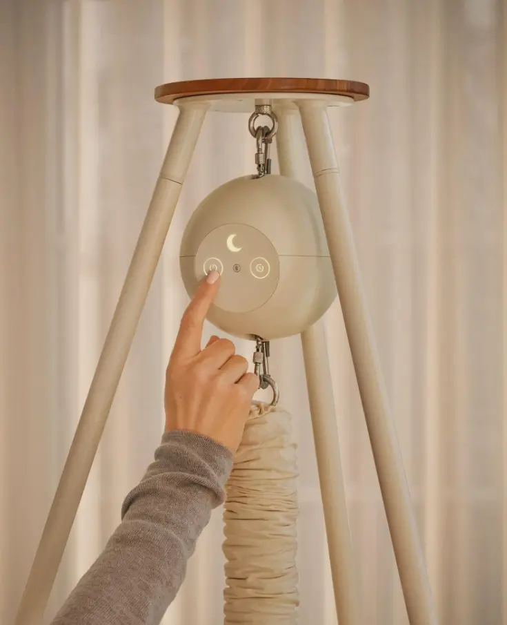 Moonboon - Hamac bébé avec moteur Connect Basic + Trépied - Nature / Cream White.webp