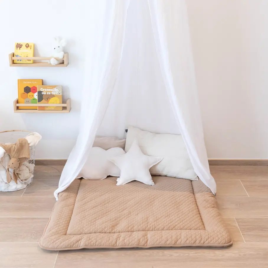 Bemini - Tapis de parc 100x100cm Pady quilted jersey - Beige -2.webp