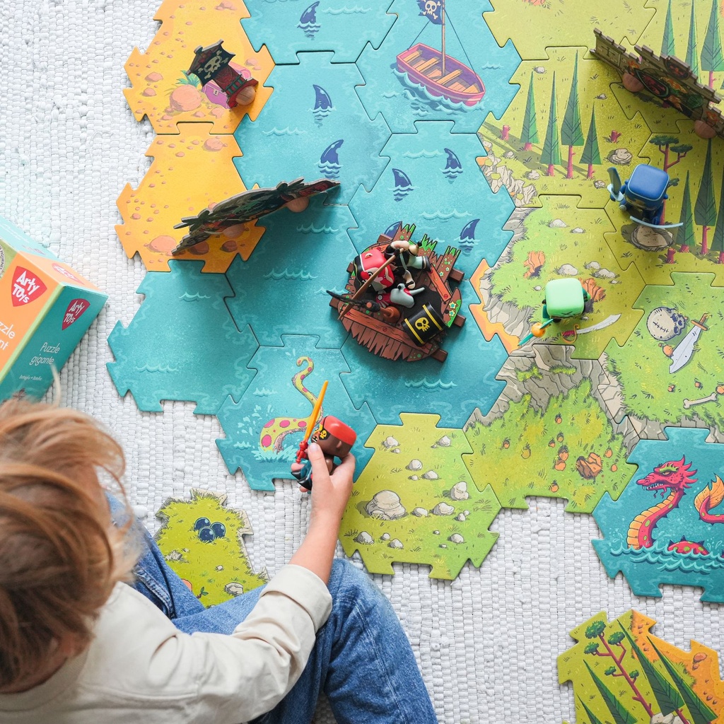 Arty Toys By DJECO - Piratous - Puzzle Géant Bataille - 30 pcs