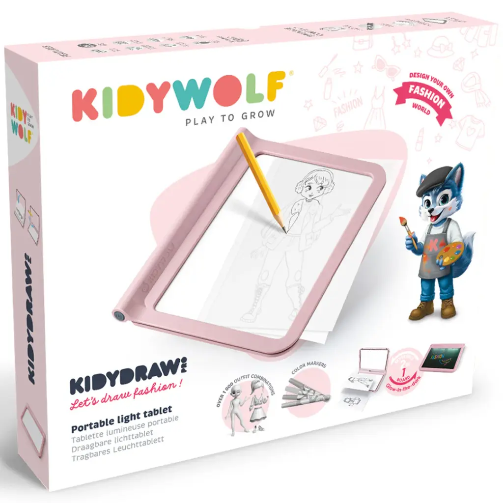 KIDYWOLF - KIDYDRAW-PRO - Tablette lumineuse nomade - Rose