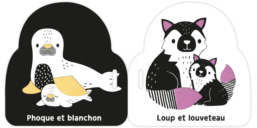 Auzou - Mon premier livre poussette en noir et blanc - Bébés animaux 2.webp