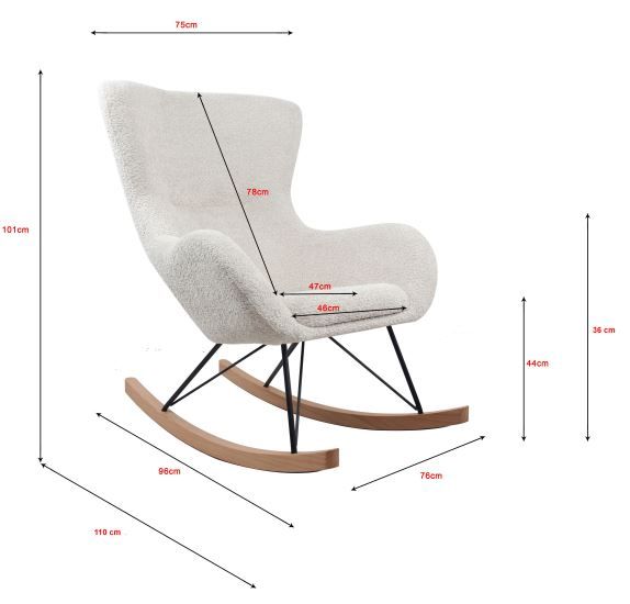Vipack (JAXX) - Chaise à bascule maxi blanc bouclé
