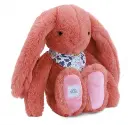 Doudou et Compagnie - Lapin doudou - Peluche lapin fleurette terracotta