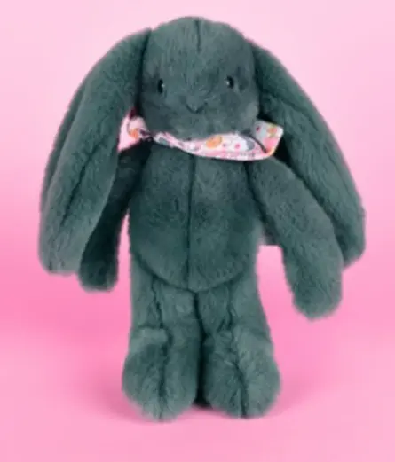 Doudou et Compagnie - Lapin doudou - Peluche lapin fleurette eucalyptus