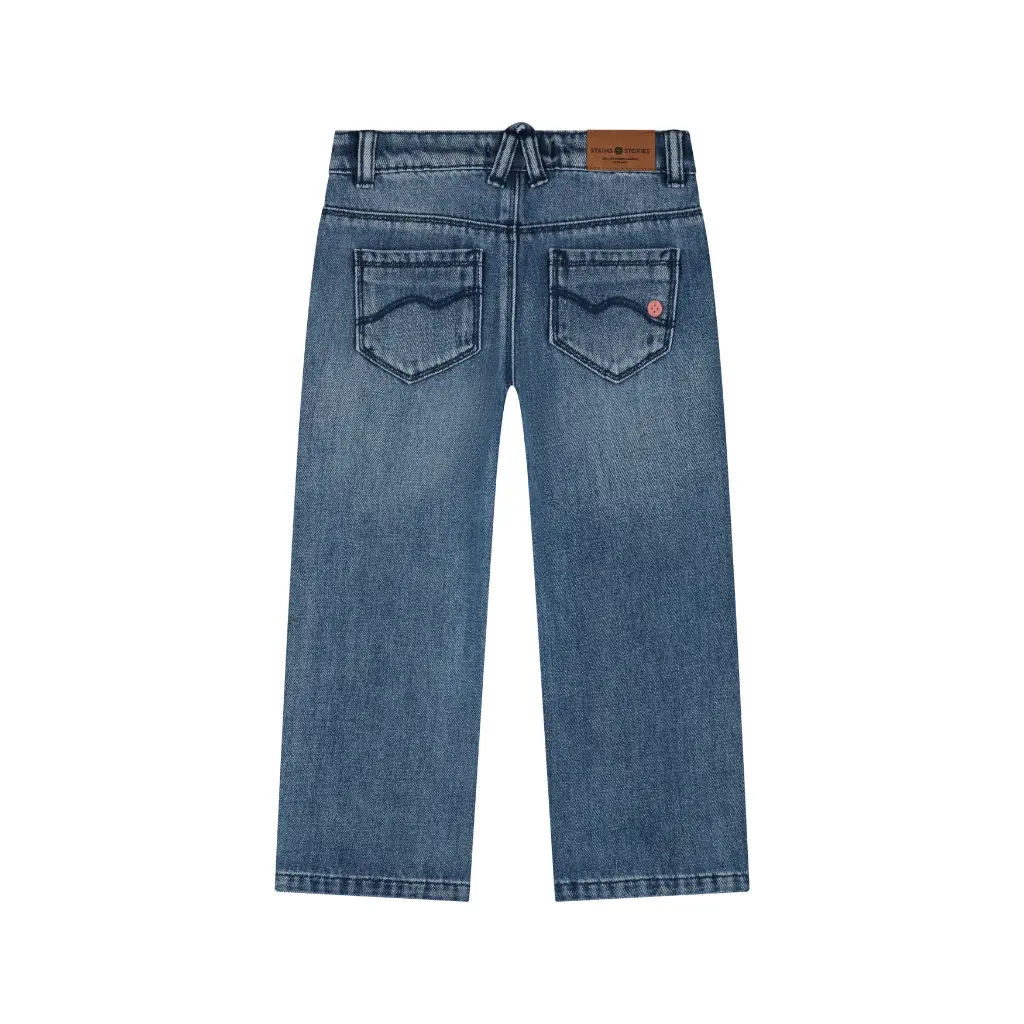 Stains & Stories - Pantalon Jeans Coeurs - Medium blue denim - Fille