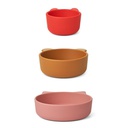 LIEWOOD - Lot de 3 bols en silicone - Dusty Raspberry Multi Mix