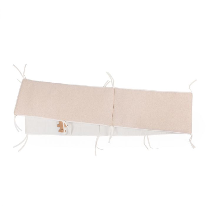 Childhome - Tour de parc - 35x340 cm - Jersey Melange Beige / Muslin Teddy