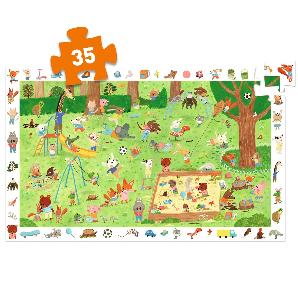 DJECO - Puzzle Le square des petits amis 35 pcs - 3 ans +
