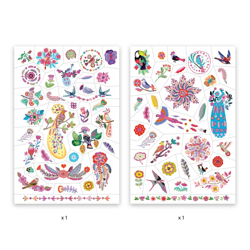 DJECO - Lot de 50 tatouages - Plume color - 3 ans +