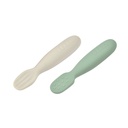 Béaba - Lot 2 pré-cuillères d'apprentissage silicone Vert sauge/Gris velours