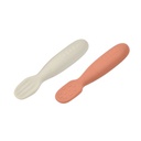 Béaba - Lot 2 pré-cuillères d'apprentissage silicone Terracotta/Gris velours