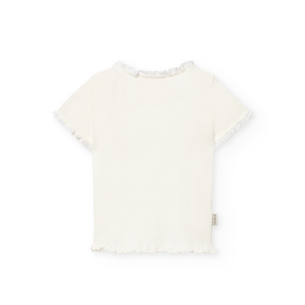 Boboli - t-shirt tricot blanc - fille