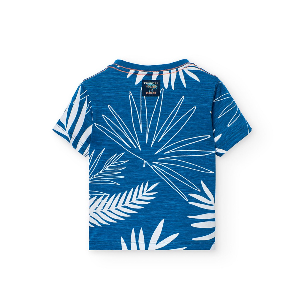 Boboli - T-shirt bleu à feuilles - garçon