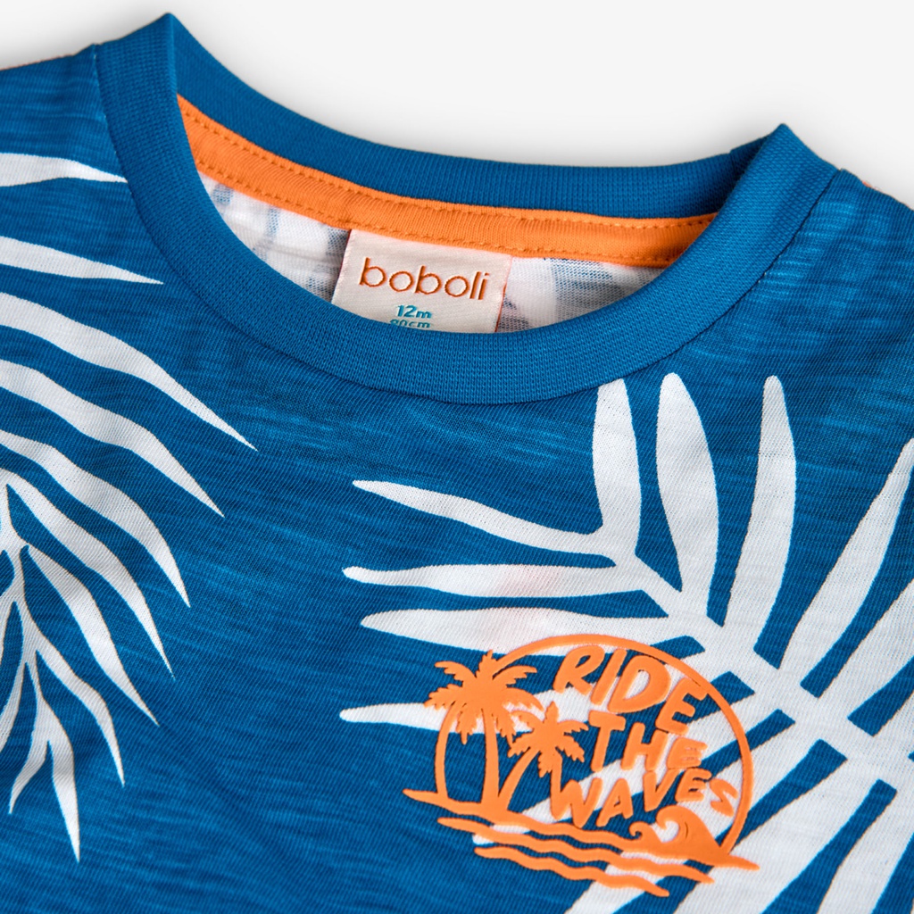 Boboli - T-shirt bleu à feuilles - garçon