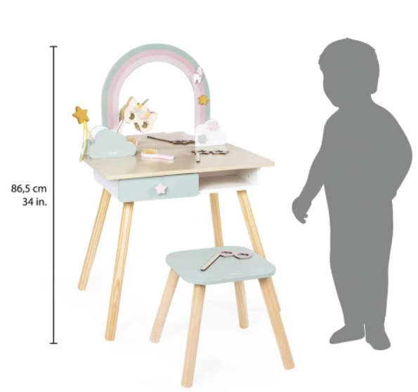 Janod - Coiffeuse en bois et accessoires Licorne