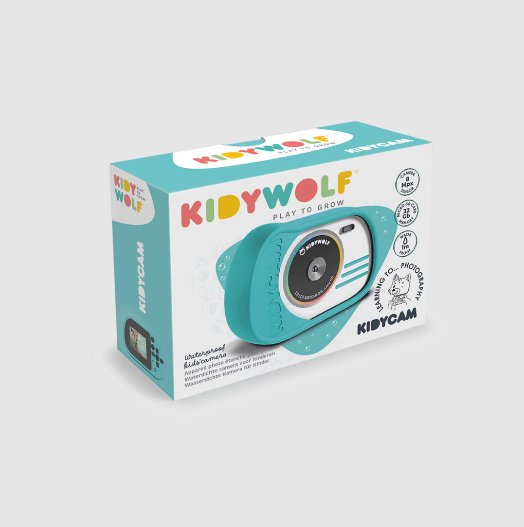 KIDYWOLF - Kidycam étanche - Batterie rechargeable - Cyan