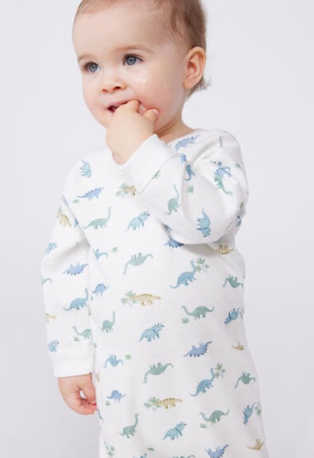 Petit bateau - Pyjama en cotton avec pieds - dinosaures