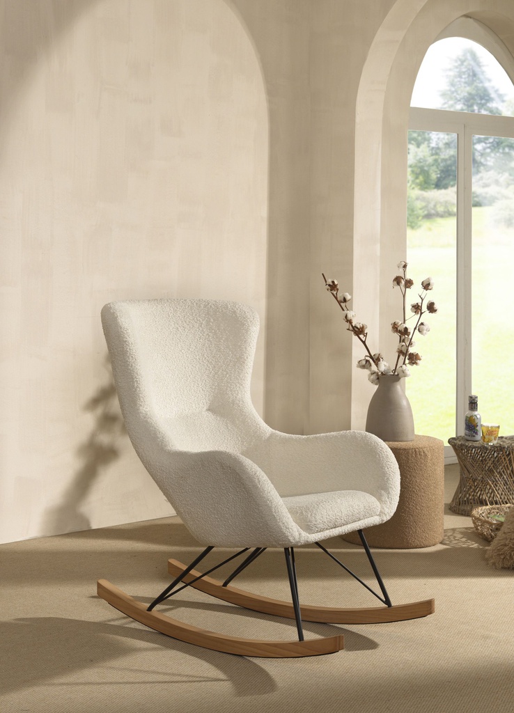 Vipack (JAXX) - Chaise à bascule maxi blanc bouclé
