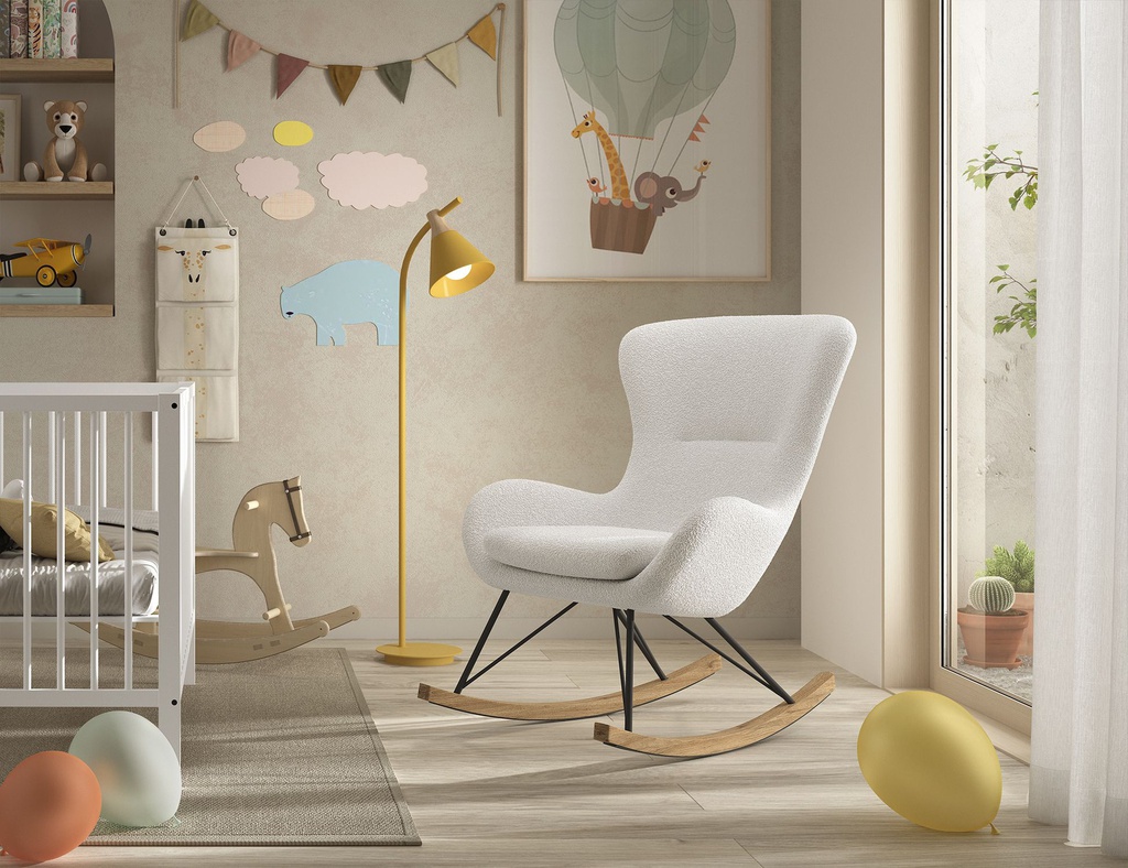 Vipack (JAXX) - Chaise à bascule maxi blanc bouclé
