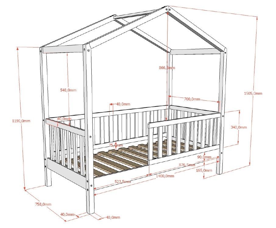 Vipack (JAXX) - Dallas lit cabane junior 70x140cm Naturel