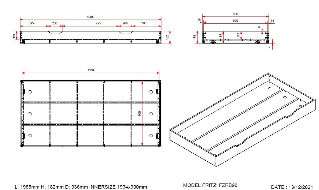 Vipack - Ensemble Fritz Lit capitaine 90x200cm et lit gigogne Milky Pine