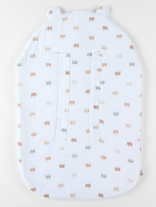 Noukie's - Nid d'ange été en Mousseline de coton et jersey blanc - Eléphant