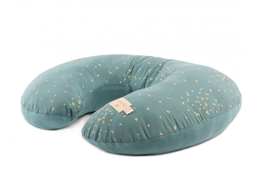 Nobodinoz – Coussin d’allaitement Sunrise – Gold Confetti/Magic Green