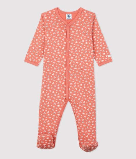 Petit Bateau - Pyjama avec pieds en coton - Rose fleuri