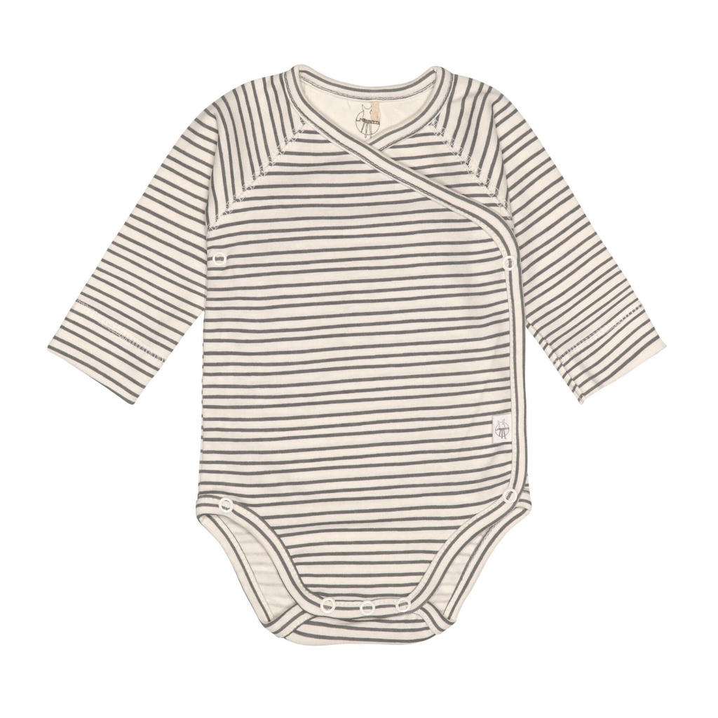 Lassig - Body Bébé Naissance Manches Longues - GOTS Cozy Colors, Rayé Gris Anthracite