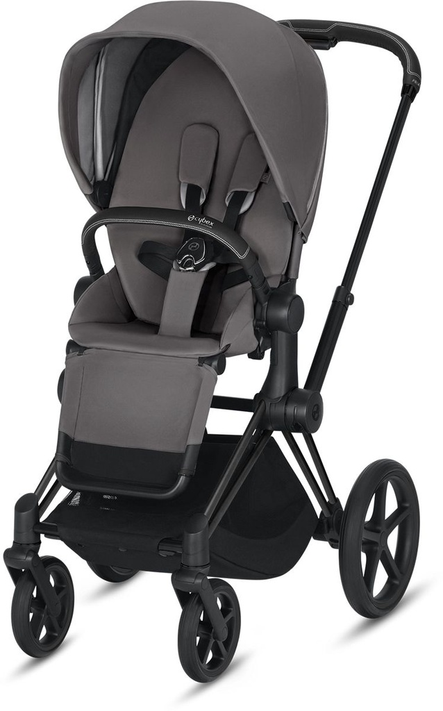 Cybex - PRIAM 3 Platinium - 3 pièces - Matt Black - Manathan grey tissu plus