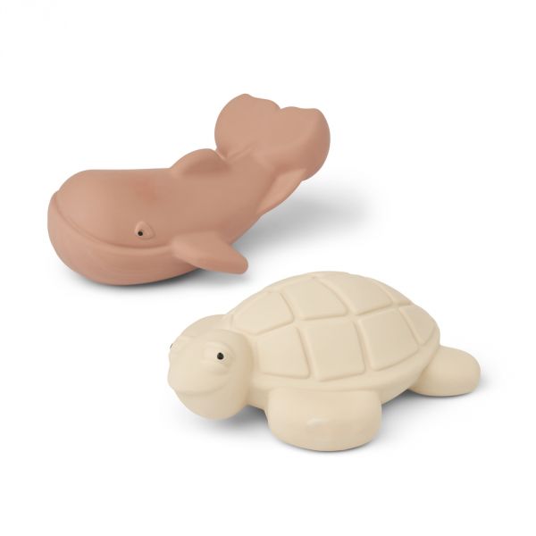 LIEWOOD - Lot de 2 jouets de bain Ned - Tortue/Baleine - Tuscany Rose / Apple Blossom Mix