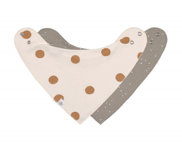 Lassig - Lot de 2 bandanas Interlock Gots - Bigs Dots Milky / Sprinkle Taupe