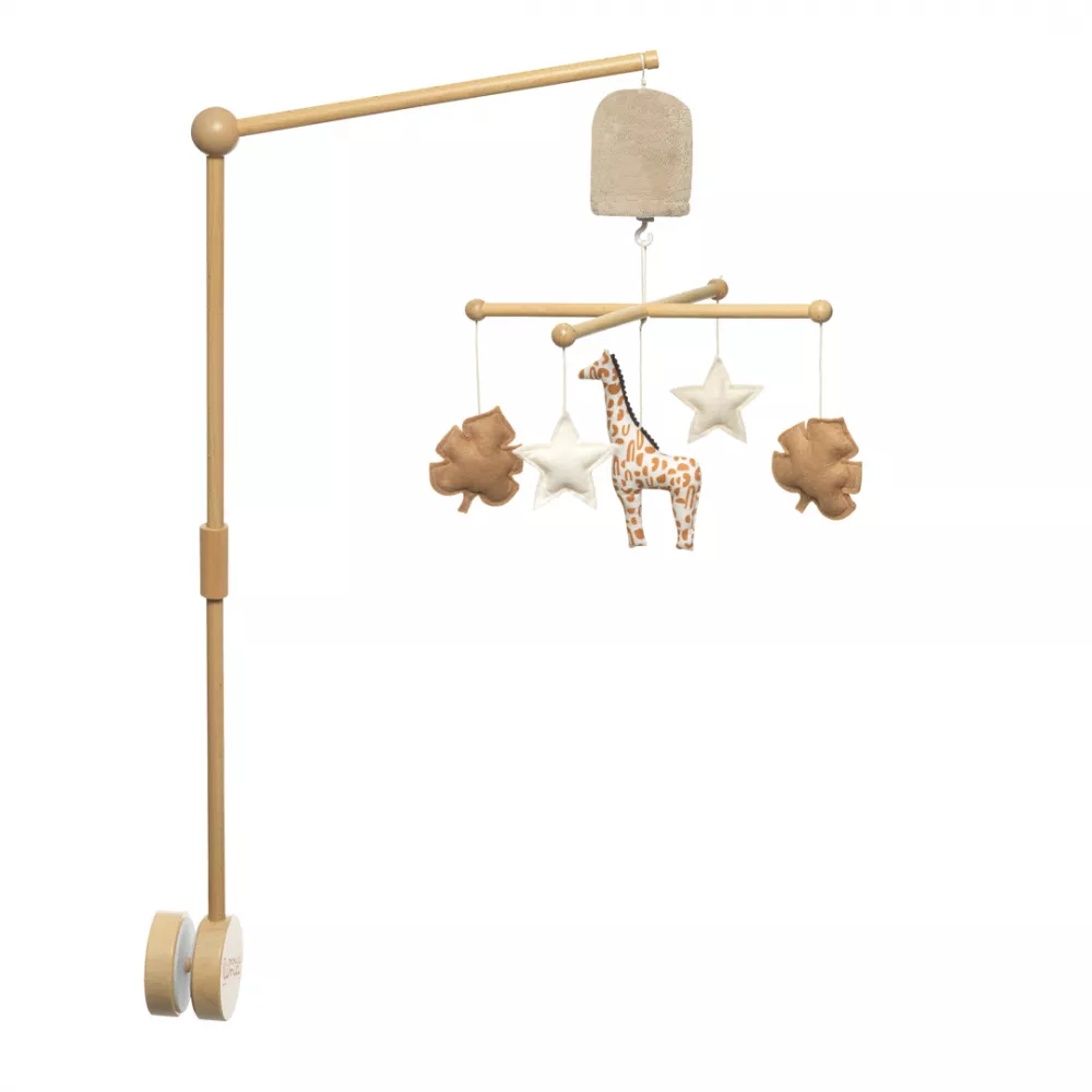 Pouce et Lina - Mobile musical en bois - Girafe Camel