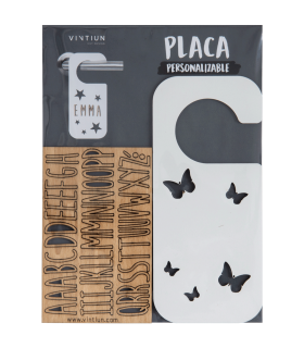 Vintiun - Plaque personnalisable - Papillons / blanc