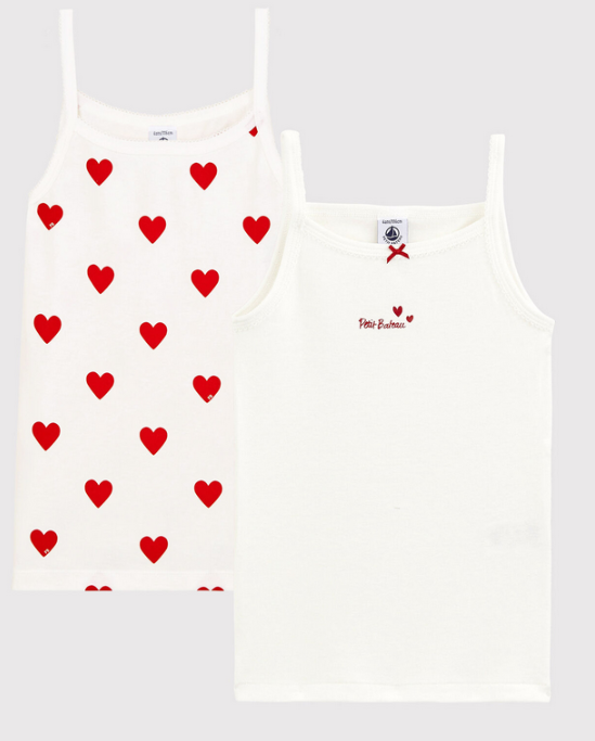 Petit bateau - Lot de 2 chemises à bretelles - coeur