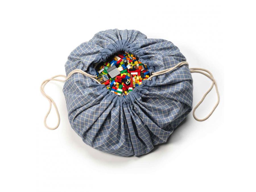 Play&go - Tapis de jeu biologique - Grid blue