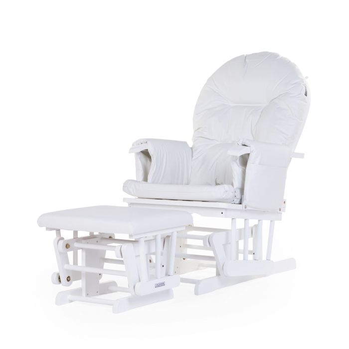 Childhome - Fauteuil à Bascule Rond avec Repose pied - Cuir PU Pvc Polyester - Blanc