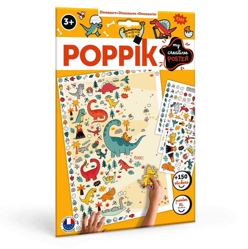 Poppik - Poster créatif + 150 stickers - Dinosaures