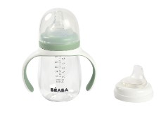 Béaba - Biberon d'apprentissage en verre 2 en 1 210 ml - Vert