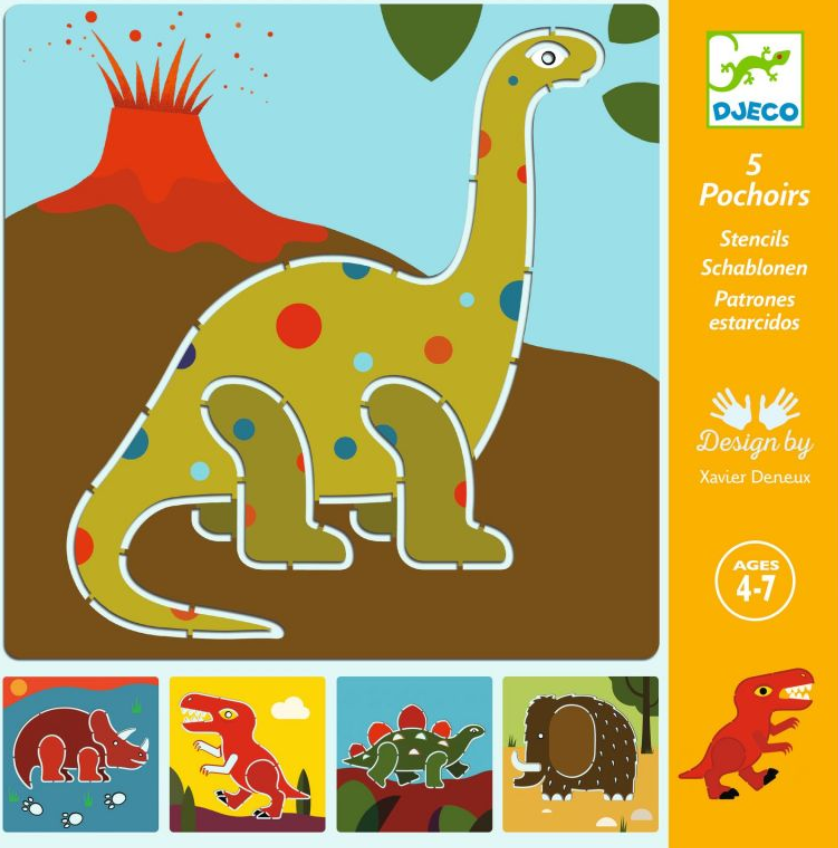 DJECO - 5 pochoirs - Dinosaures