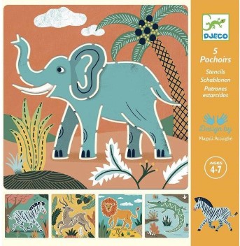 DJECO - 5 pochoirs - Les Animaux Sauvages