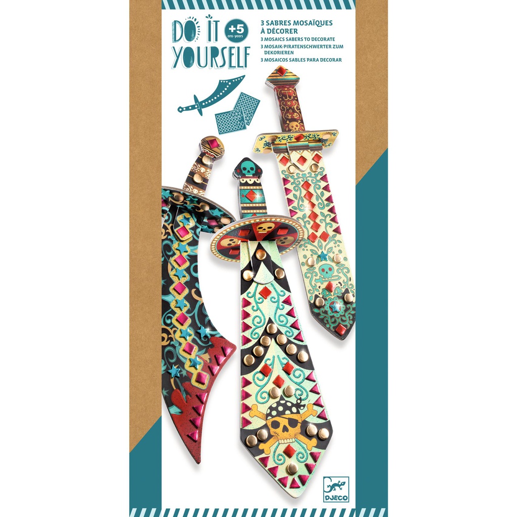DJECO - Do It Yourself - 3 Sabres Mosaïques À Décorer - 5 ans +