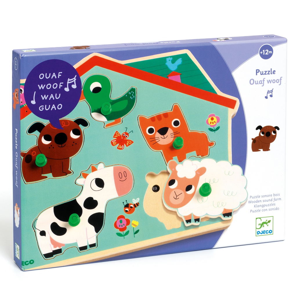 DJECO - Puzzle sonore Ouaf Woof - 1 an +